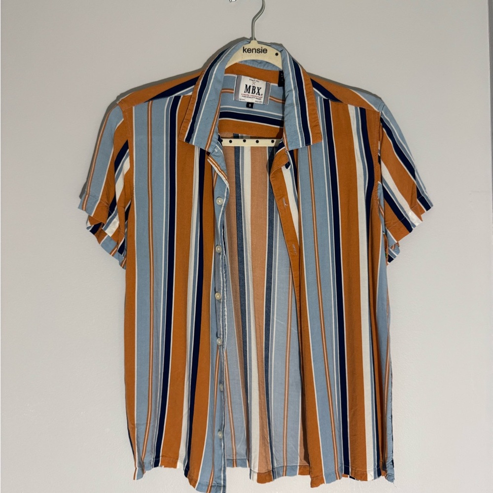 Men's Striped Shirt - Blue and Orange